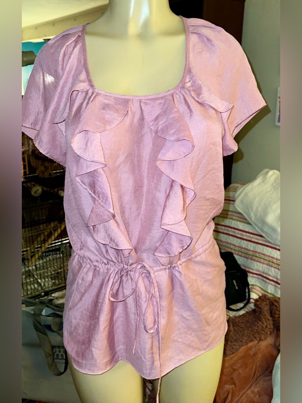 Banana Republic Dusty Blush Pink Ruffle Peplum Blouse – Size Small – NWOT - Picture 3 of 9